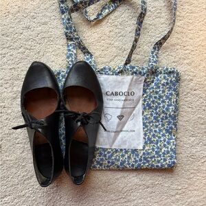 Leather Women's Black Flats - hand made shoes